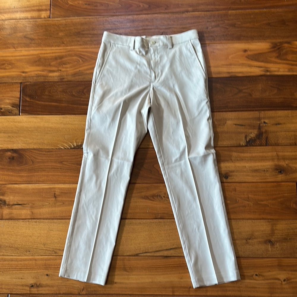 PGA Tour Tan Flat Front Straight Leg Adjustable Waist Golf Pants